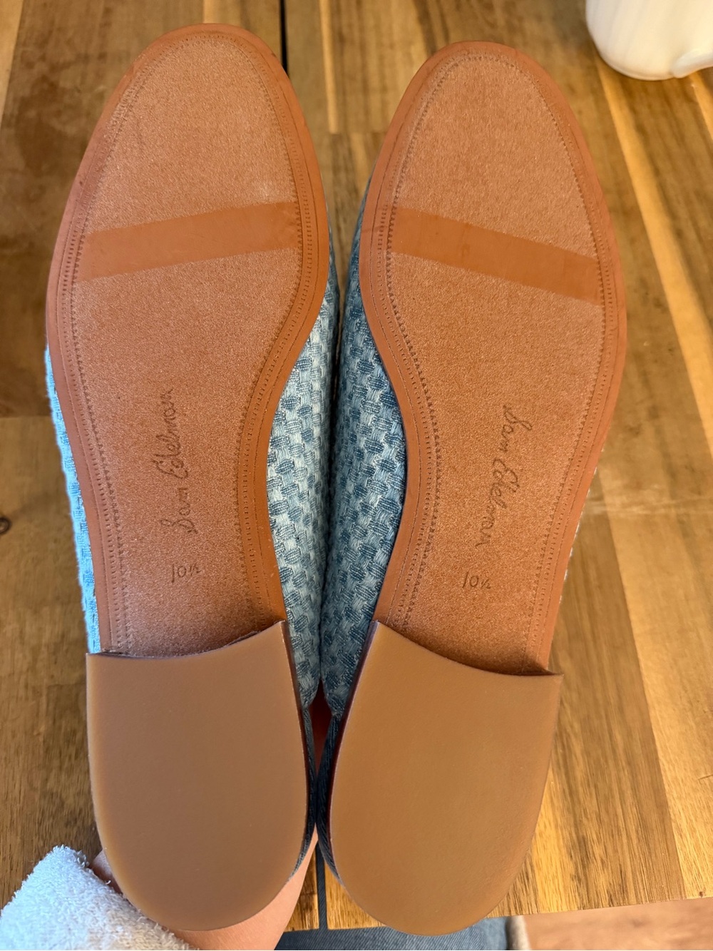 Sam Edelman Light Blue Woven Slip-On Mule with Gold Chain - Picture 6 of 7